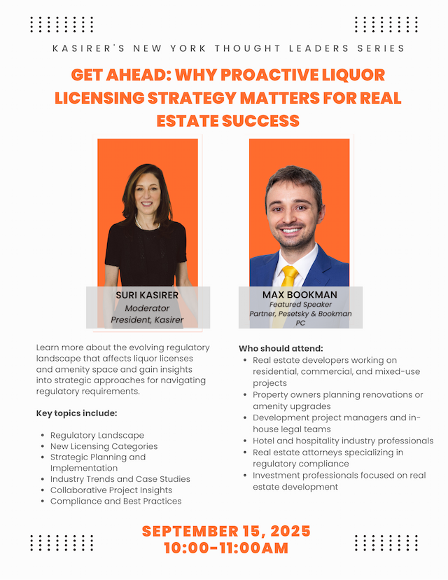 Kasirer Webinar: Master NYC Liquor Licensing for Real Estate Success