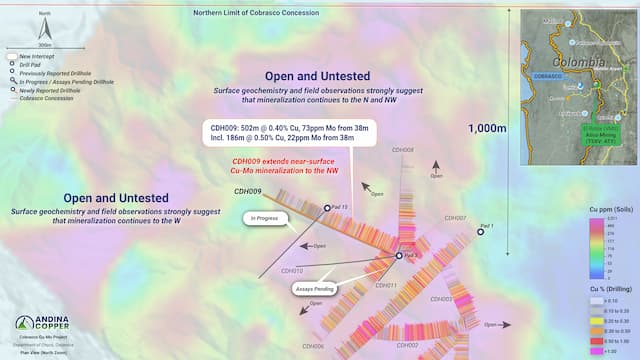Andina Copper Extends Cobrasco Mineralization with 502m at 0.40% Cu