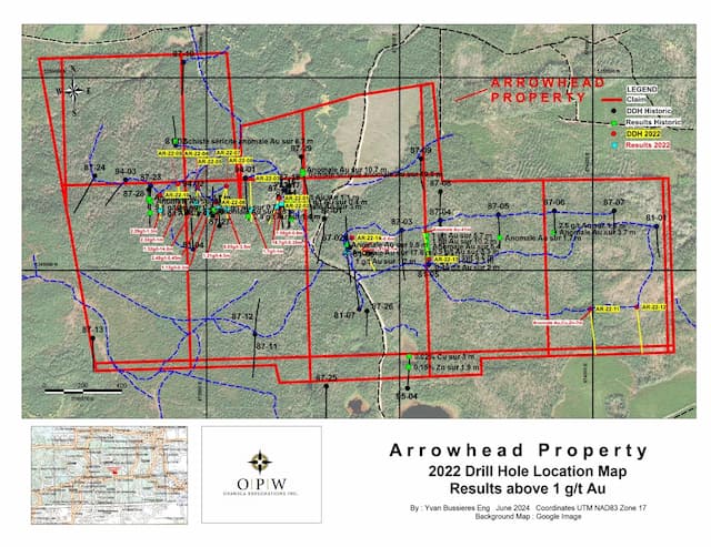 Opawica Sets Sights on Major Drill Program at Arrowhead Gold Property
