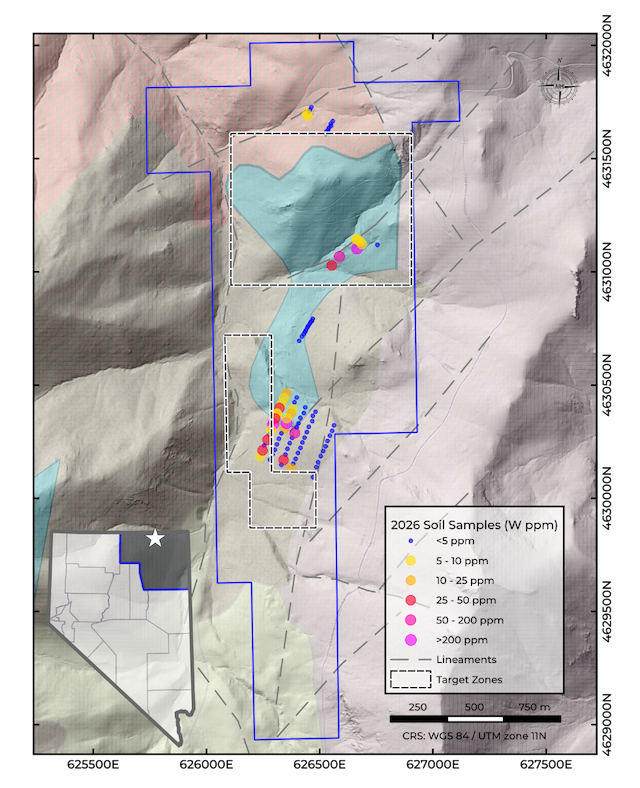 Western Star Hits 0.14% WO3 in Soil at Rowland Tungsten Property