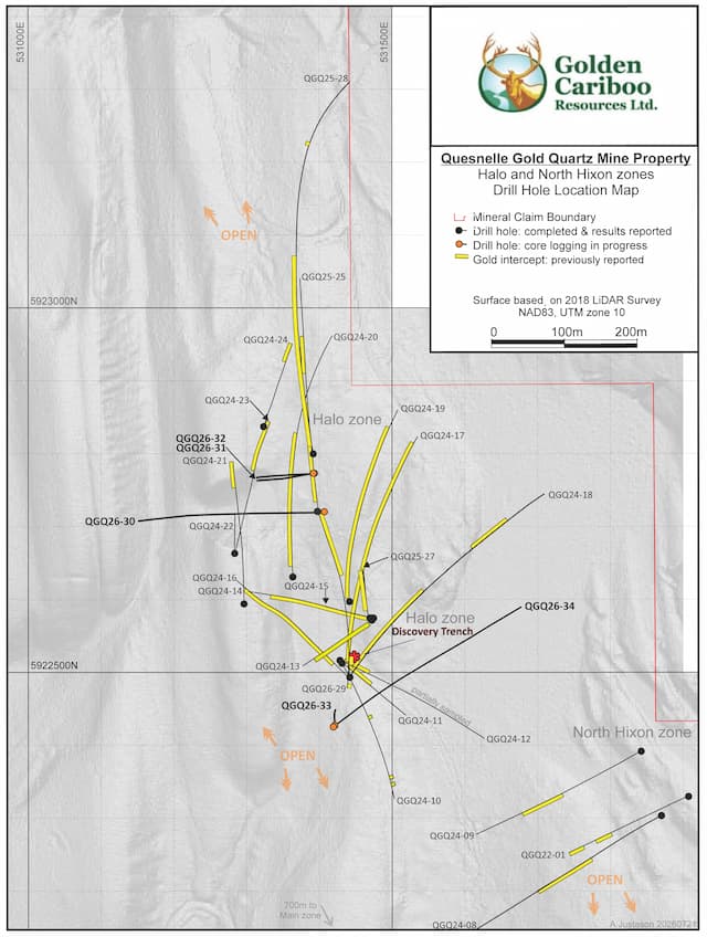 Golden Cariboo's Halo Zone Expands 200 Meters West with Visible Gold