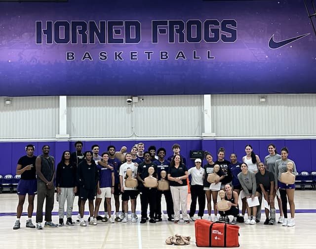 TCU Basketball Teams Train in Life-Saving CPR with American Heart Association