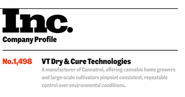 Cannatrol's Parent Company VT Dry & Cure Tech Makes 2025 Inc. 5000 List