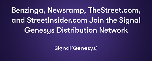 Signal Genesys Expands Publisher Distribution with Benzinga, Newsramp, TheStreet.com, StreetInsider.com