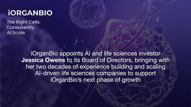 iOrganBio Appoints AI and Life Sciences Veteran Jessica Owens to Board