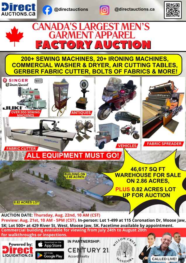 Rare Auction Event for CanaDay's Apparel Ltd. in Moose Jaw