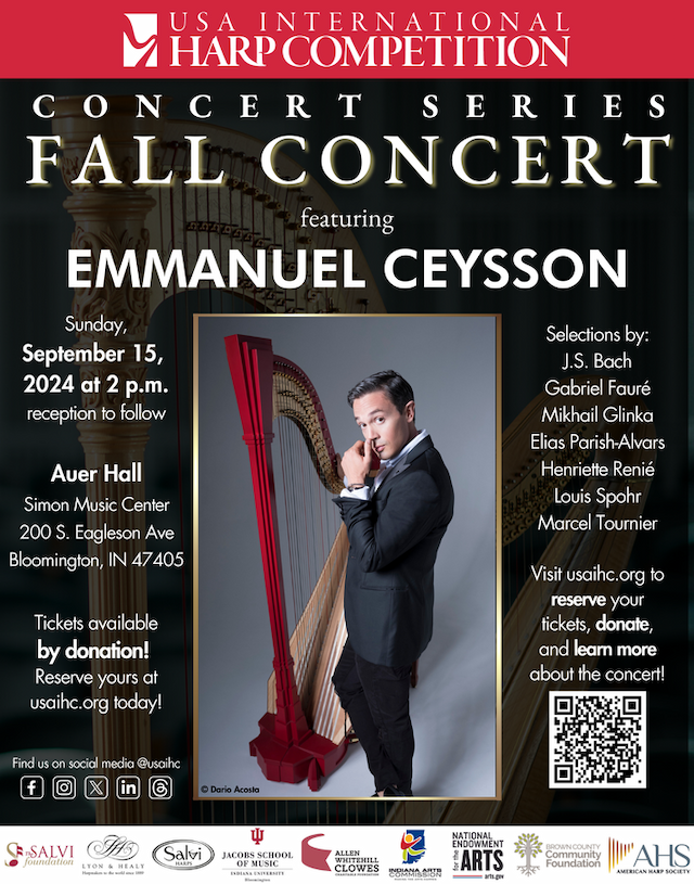 World-Renowned Harpist Emmanuel Ceysson to Perform Special Concert in Bloomington, Indiana