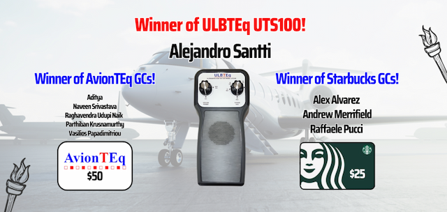 AvionTEq Announces Winners of ULBTEq UTS100 Olympic Raffle Promo and Participation in NBAA 2024