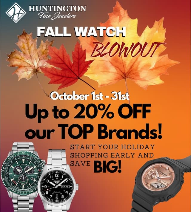 Huntington Fine Jewelers Hosts October Events featuring Watch Blowout, Jewelry Sale, and Pet Adoption Event