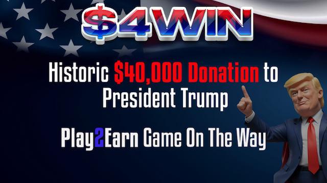 Crypto Meets Politics: $4WIN Memecoin's $40,000 Donation Marks a New Era for Campaign Finance