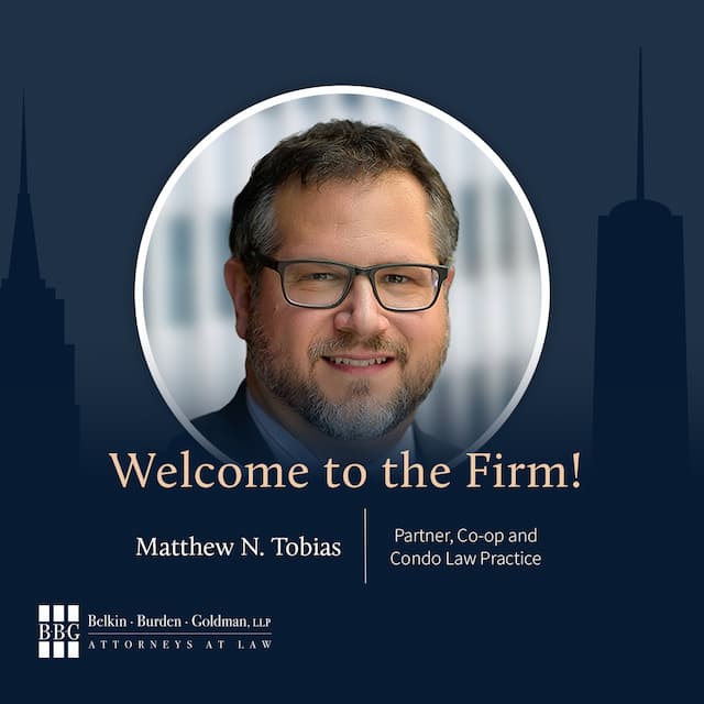 BBG Boosts Co-op & Condo Law Team with Partner Tobias, 4 Associates